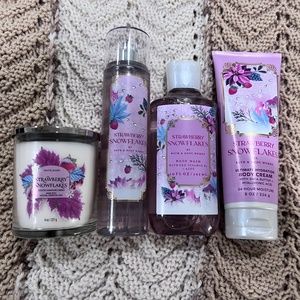 Bath & Body Works Strawberry Snowflakes Collection Bundle NWT
